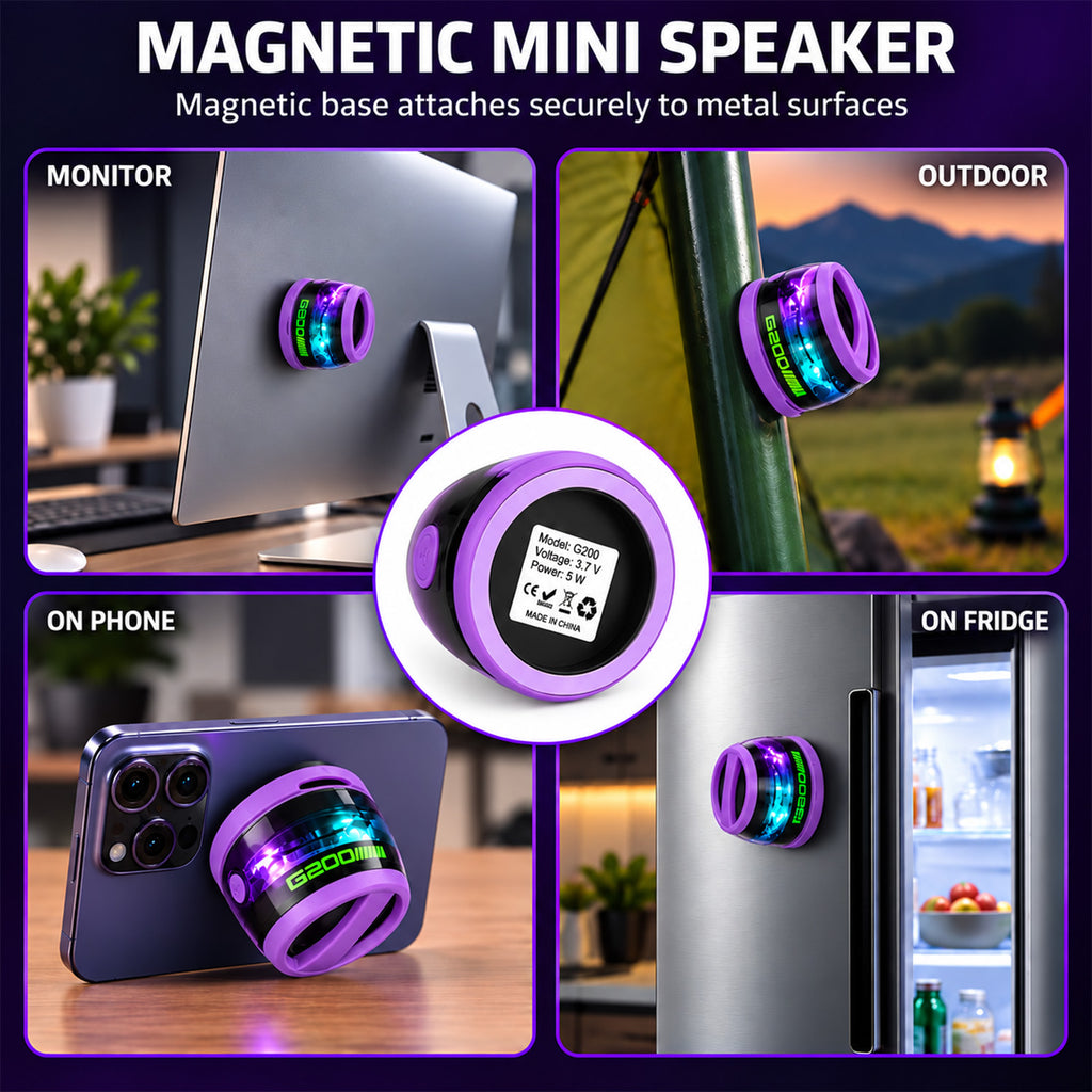Magnetic Portable Bluetooth 5.3 Speaker with RGB LED Lights & TWS - Purple_8598659_5