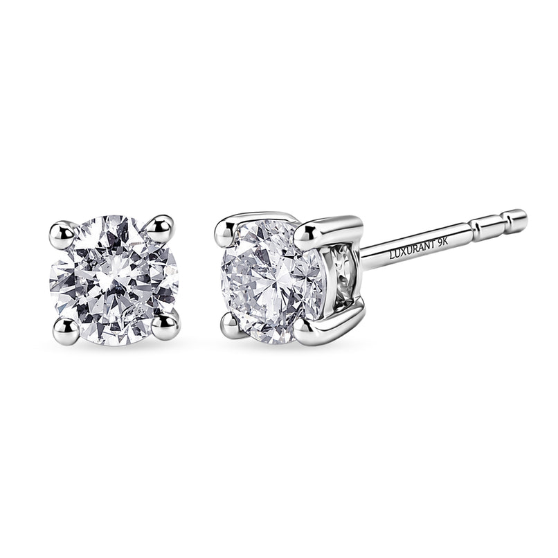 Luxuriant - 9K White Gold SGL Certified Lab Grown Diamond (SI/G-H) Solitaire Stud Push Post Earring 0.50 Ct._8598996