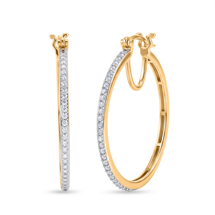 Luxuriant - Lab Grown Diamond (SI/G-H) Large Hoop Earring with Clasp in 18K Vermeil Yellow Gold Plated Sterling Silver 0.75 Ct. 8599178 1