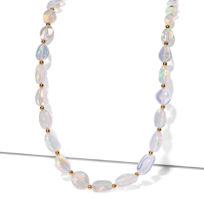 AAA Ethiopian Opal Necklace (Size - 18-2 Ext) in 18K Vermeil Yellow Gold Plated Sterling Silver 8599215 1