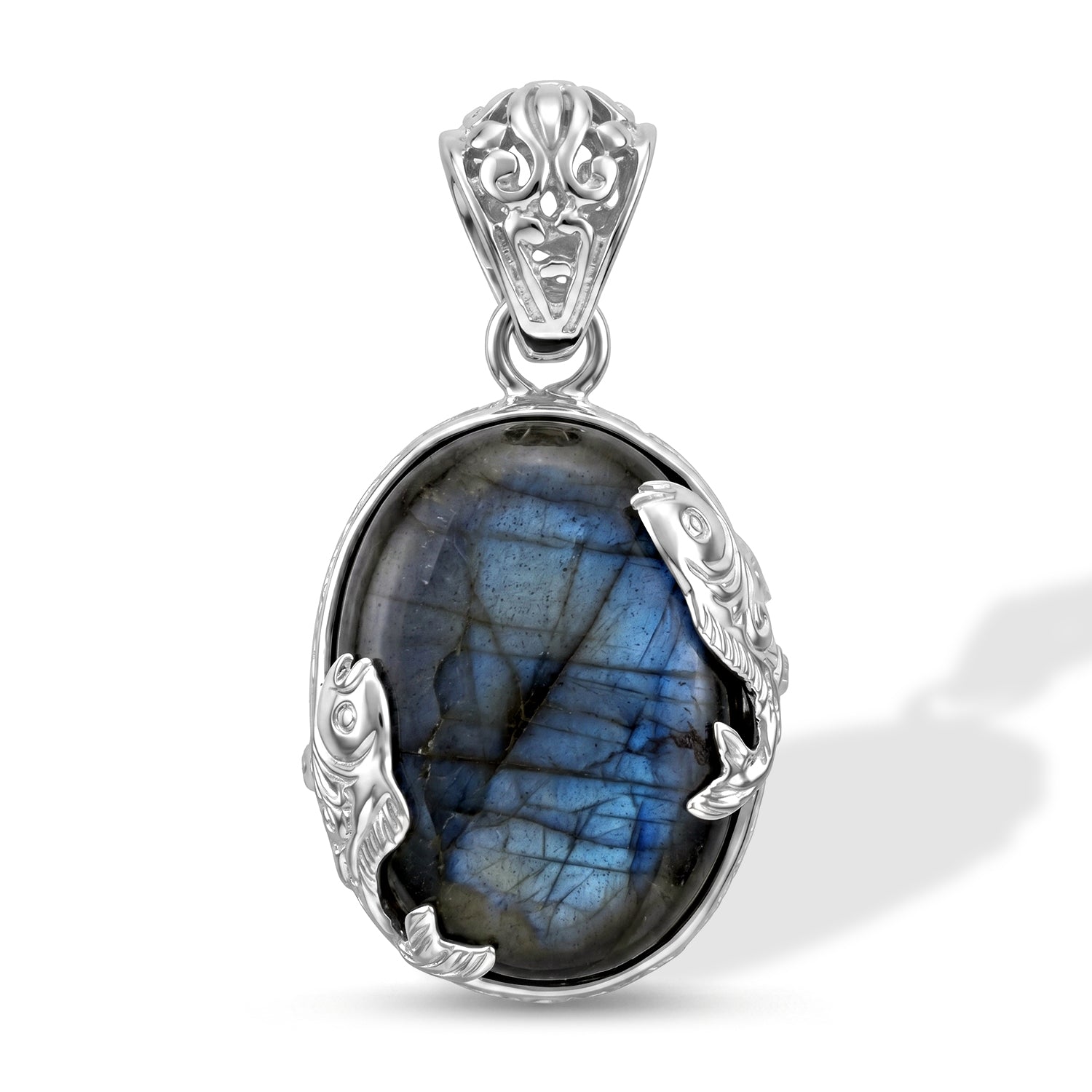 D'Joy Labradorite Sterling Silver Oval Design Solitaire Pendant 19.70 Ct. V32516509 0