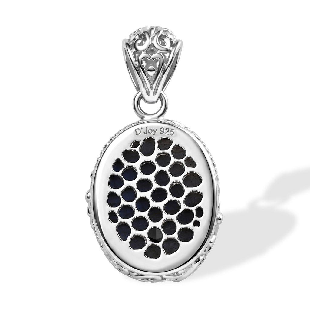 Royal Bali Collection - D'Joy Labradorite Sterling Silver Oval Design Solitaire Pendant 19.70 Ct._8599244_4