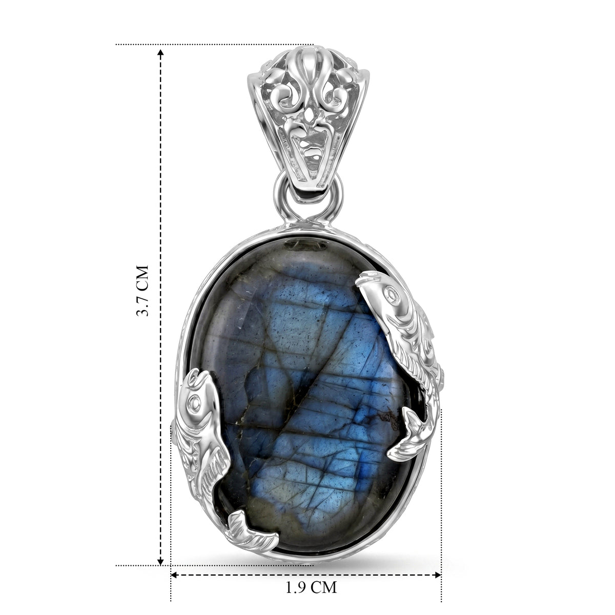 D'Joy Labradorite Sterling Silver Oval Design Solitaire Pendant 19.70 Ct. V32516509 6