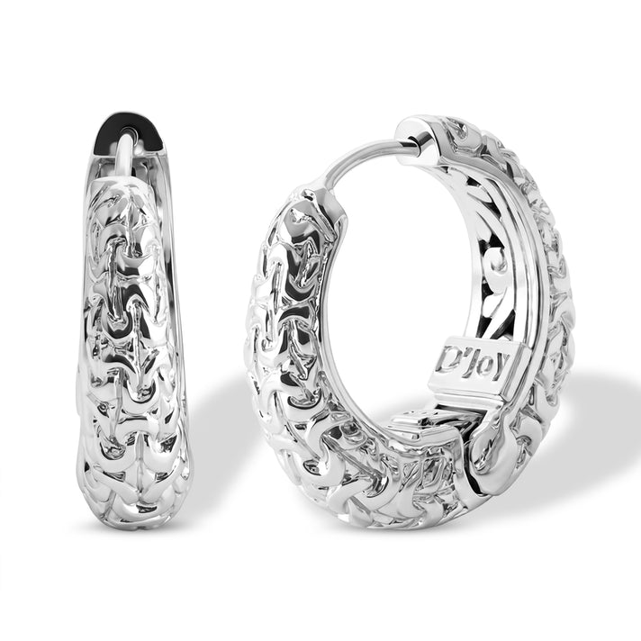 D'Joy Sterling Silver Filigree Hoop Earring, Silver Wt.10.20 Gms 8599254 1