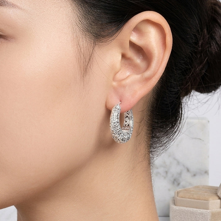 D'Joy Sterling Silver Filigree Hoop Earring, Silver Wt.10.20 Gms 8599254 2