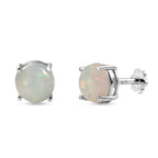 Royal Bali Collection - D'Joy Ethiopian Opal Solitaire Stud Earring with Screw Back in Rhodium Overlay Sterling Silver 2.15 Ct._8599414