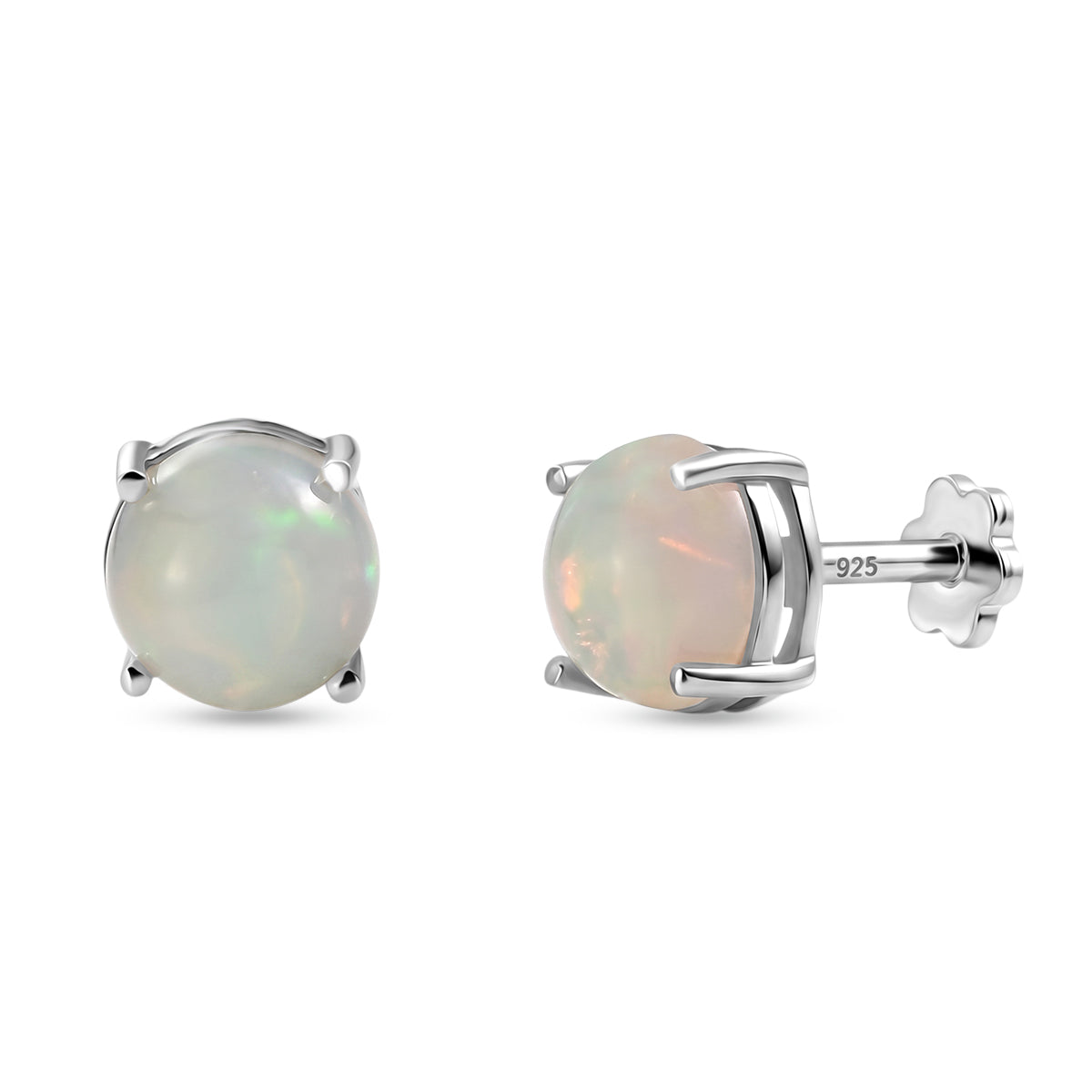 D'Joy Ethiopian Opal Solitaire Stud Earring with Screw Back in Rhodium Overlay Sterling Silver 2.15 Ct. V32513706 0