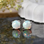 Royal Bali Collection - D'Joy Ethiopian Opal Solitaire Stud Earring with Screw Back in Rhodium Overlay Sterling Silver 2.15 Ct._8599414_2