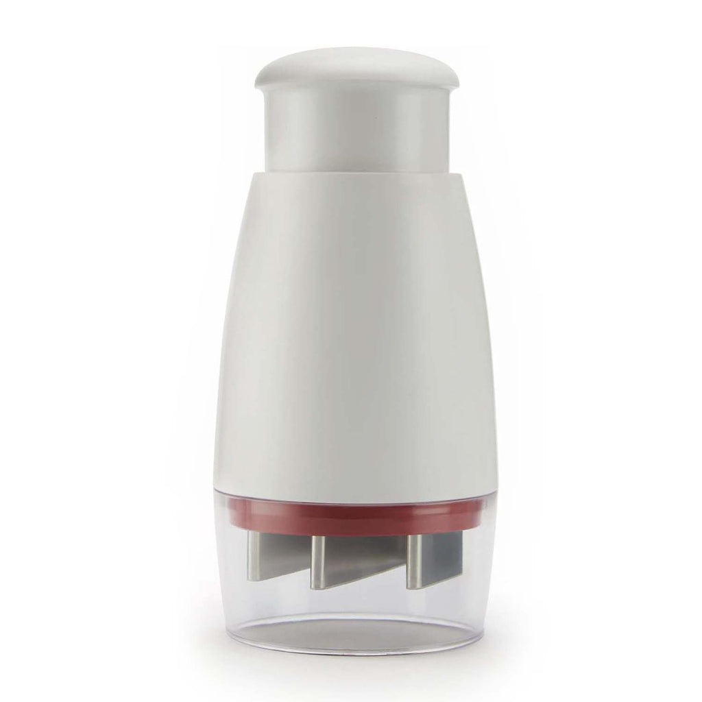 Zyliss Zick-Zick Classic Food Chopper - Manual Handheld White Vegetable Slicer, Premium 1 Cup Capacity Stainless Steel Rotating Blade Onion Dicer with Lockable Handle_8599417