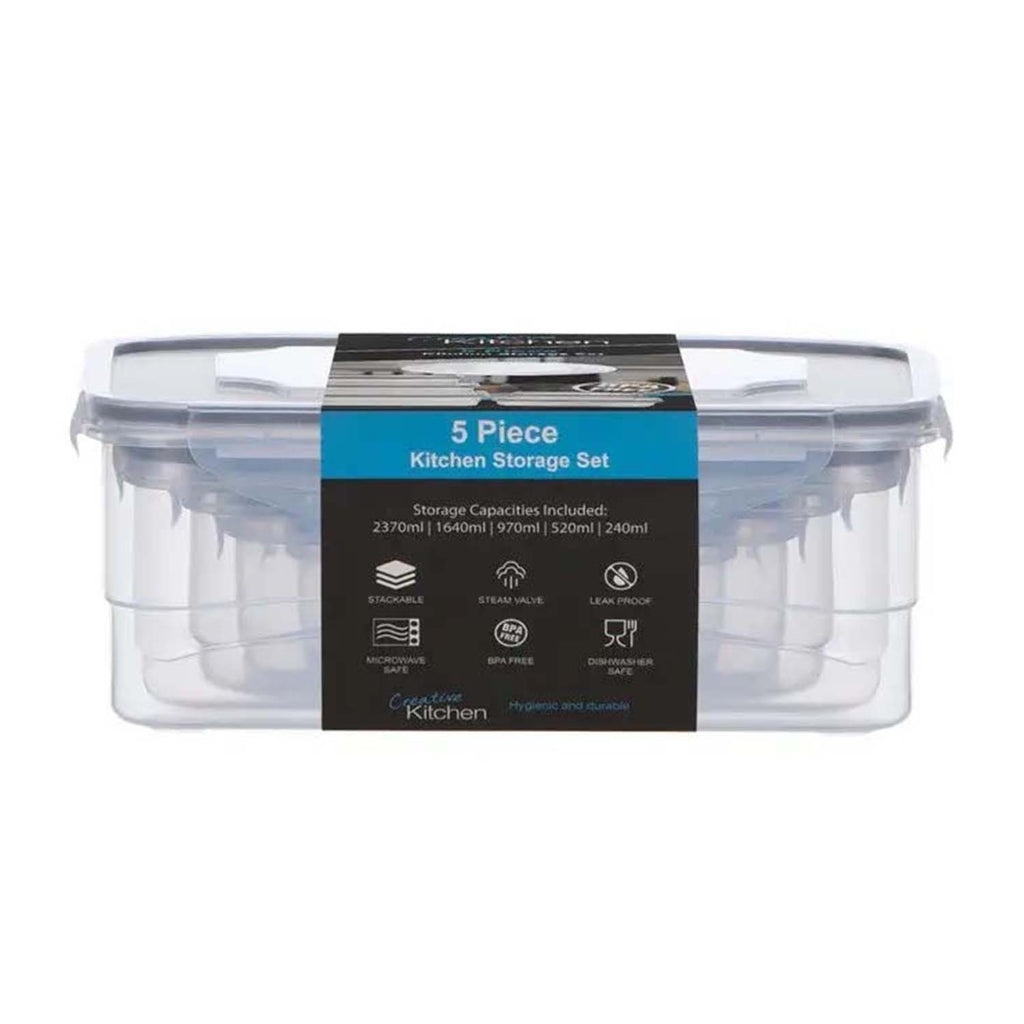 Kitchen Utensils 5-Piece BPA-Free Plastic Food Storage Containers - Grey_8599433_2