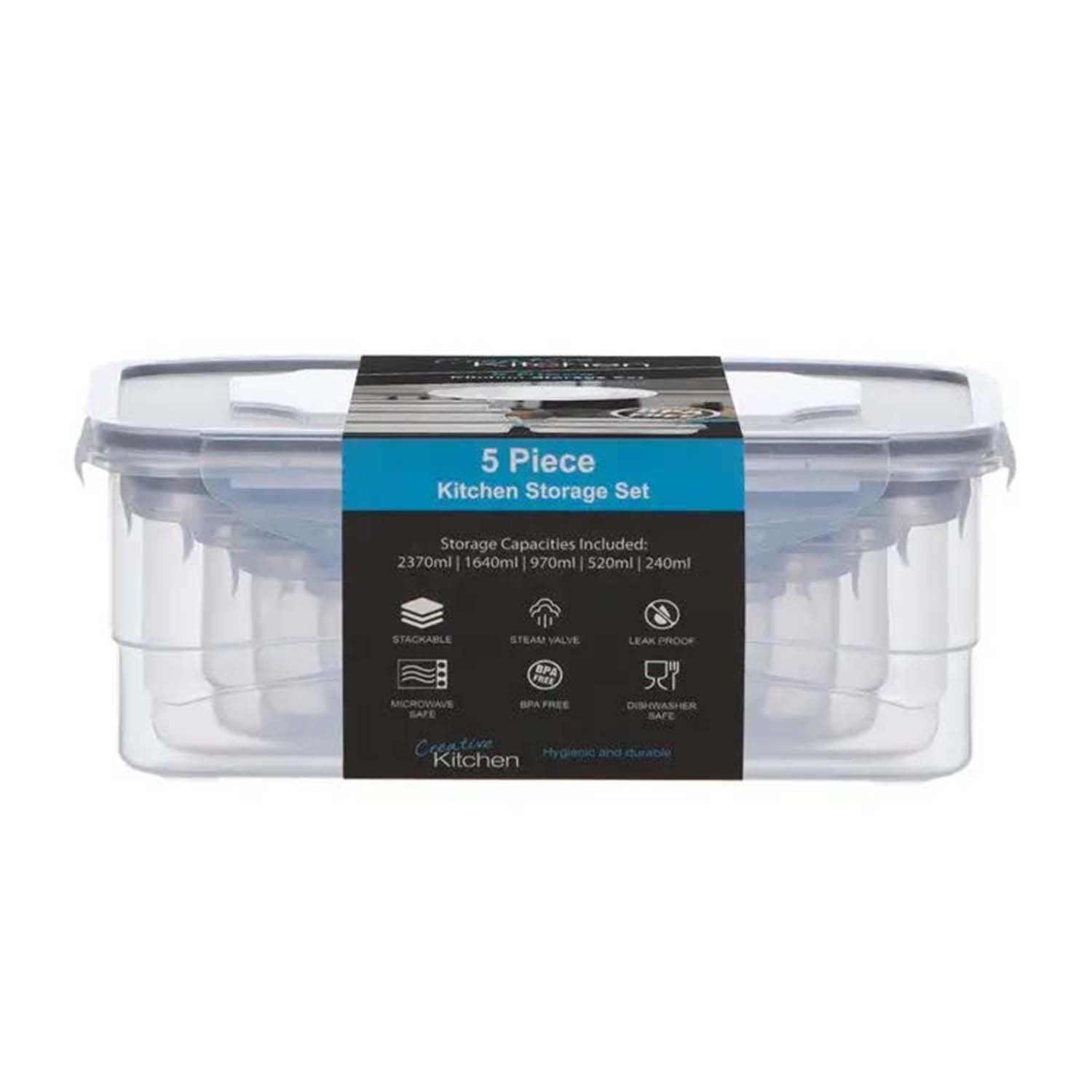 Kitchen Utensils 5-Piece BPA-Free Plastic Food Storage Containers - Grey 8599433 2