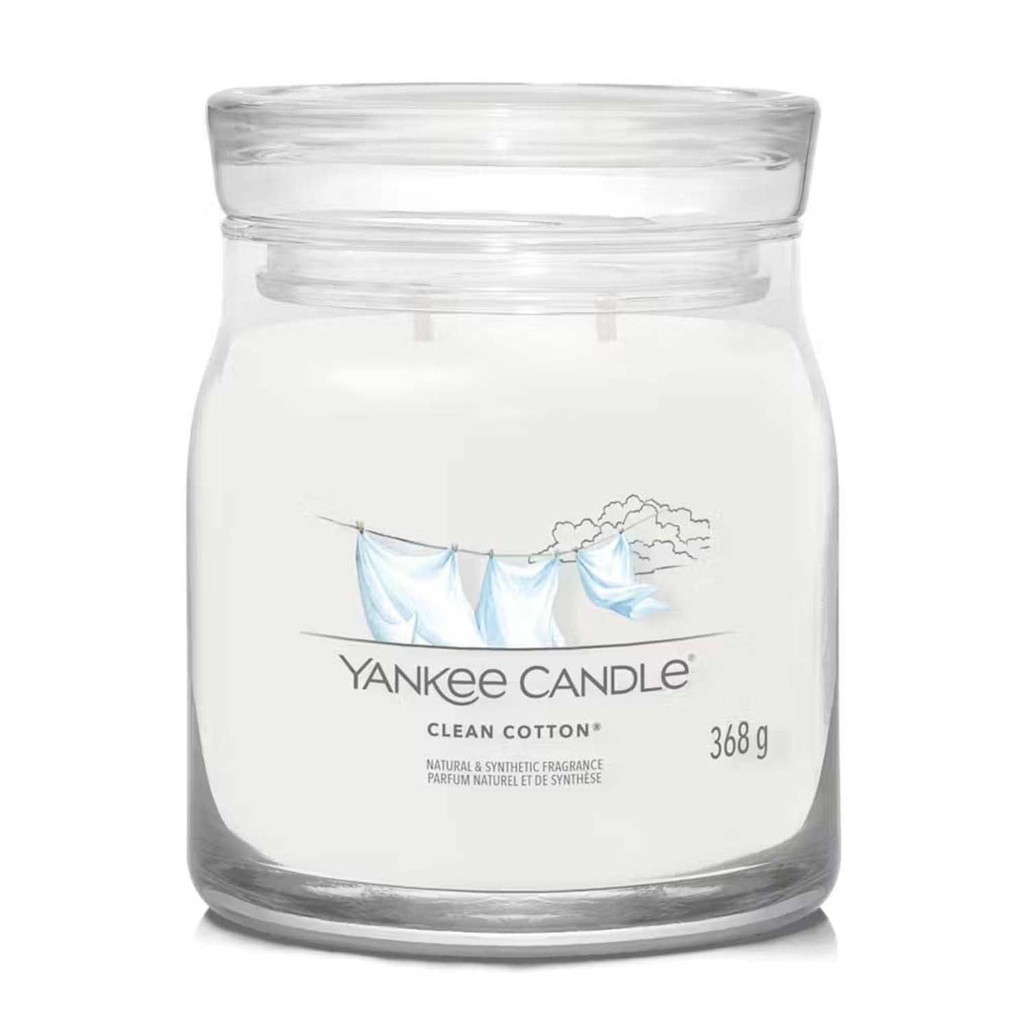 YANKEE CANDLE 2 Wick Candle (368 Grams - Burn Time 35-50 Hours) - Clean Cotton 8599438 0