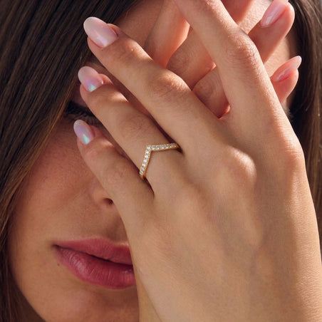 LUXURIANT Lab Grown Diamond Wishbone Ring in 18K Vermeil Yellow Gold Plated Sterling Silver (SI-G-H) 8600421 2