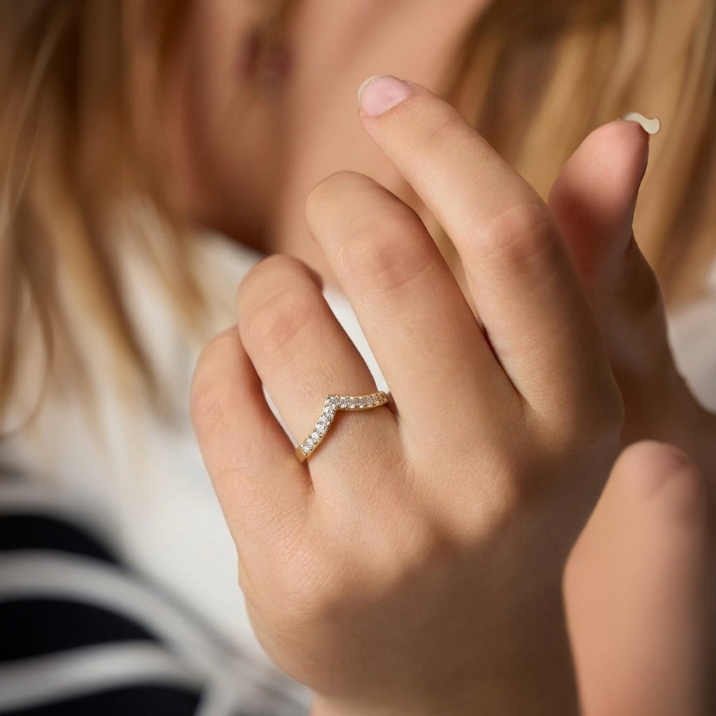 Luxuriant - Lab Grown Diamond (SI/G-H) Wishbone Ring in 18K Vermeil Yellow Gold Plated Sterling Silver 0.25 Ct._8600422_2