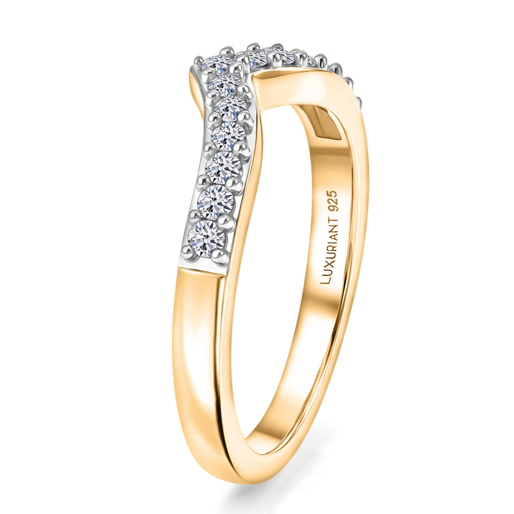 Luxuriant - Lab Grown Diamond (SI/G-H) Wishbone Ring in 18K Vermeil Yellow Gold Plated Sterling Silver 0.25 Ct._8600422_4