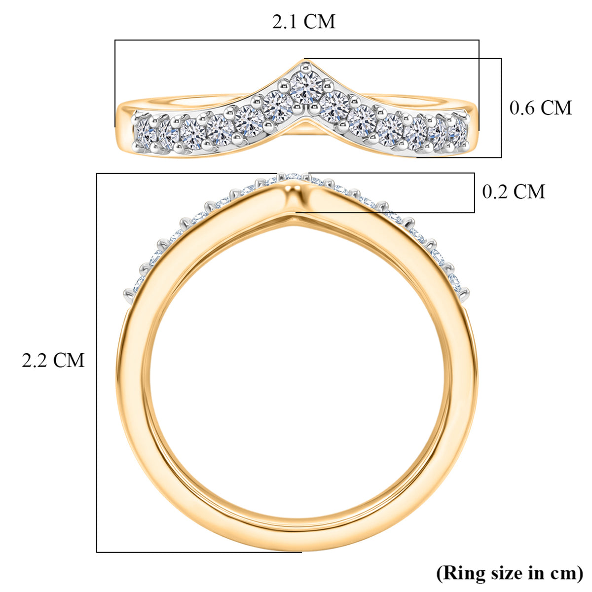 LUXURIANT Lab Grown Diamond Wishbone Ring in 18K Vermeil Yellow Gold Plated Sterling Silver (SI-G-H) 8600422 7
