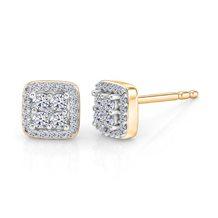 LUXURIANT Lab Grown Diamond Cluster Earring with Push Post in Yellow Gold Plated Sterling Silver  (SI-G-H) 8600479 1