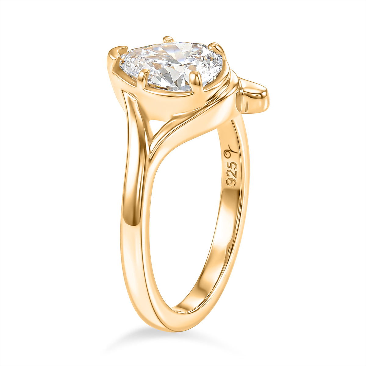Lucy Q - SGL Certified Lab Grown Diamond (SI-G-H) Drop Solitaire Ring in 18K Vermeil Yellow Gold Plated Sterling Silver 1.00 Ct. 8600483 4