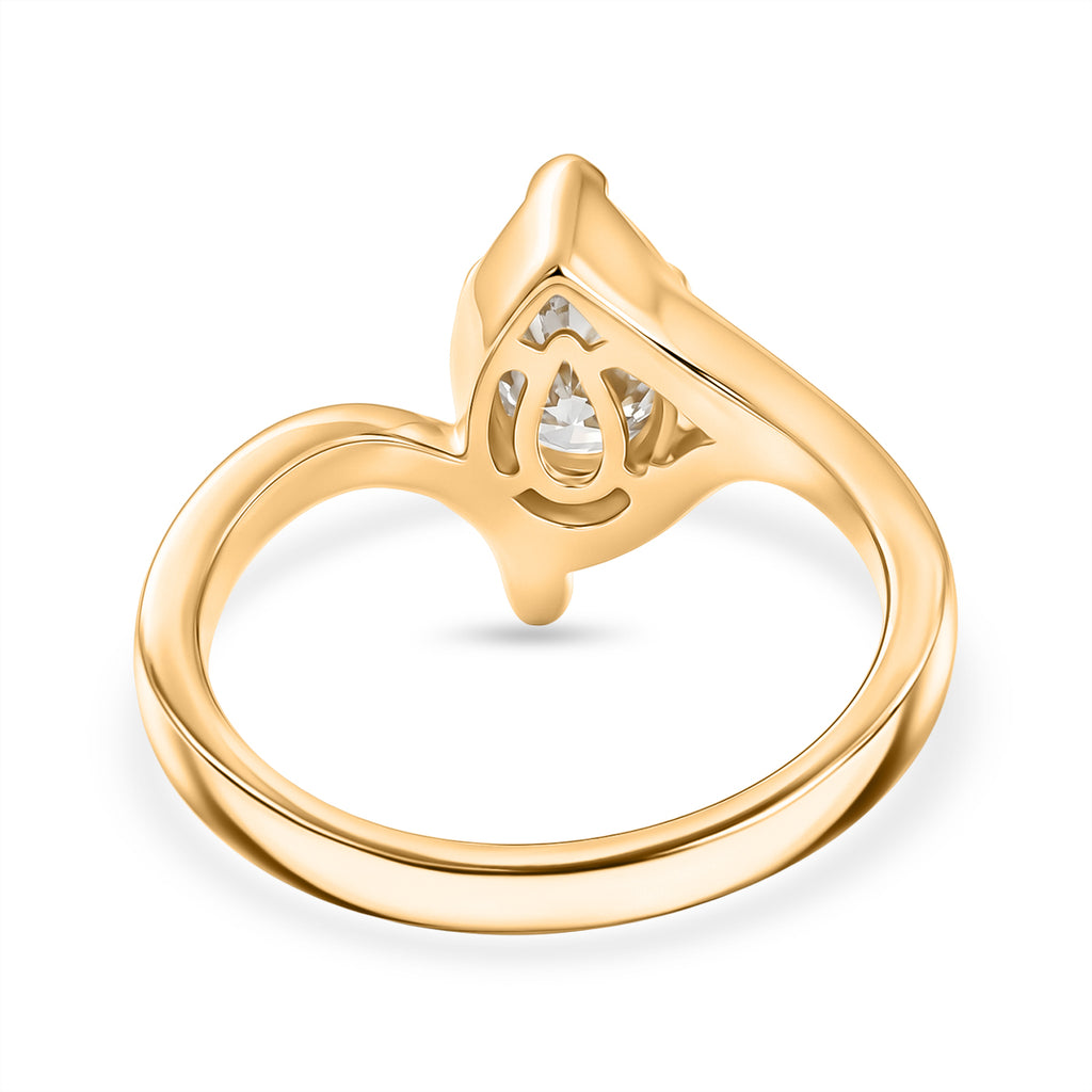 Lucy Q - SGL Certified Lab Grown Diamond (SI/G-H) Drop Solitaire Ring in 18K Vermeil Yellow Gold Plated Sterling Silver 1.00 Ct._8600483_4