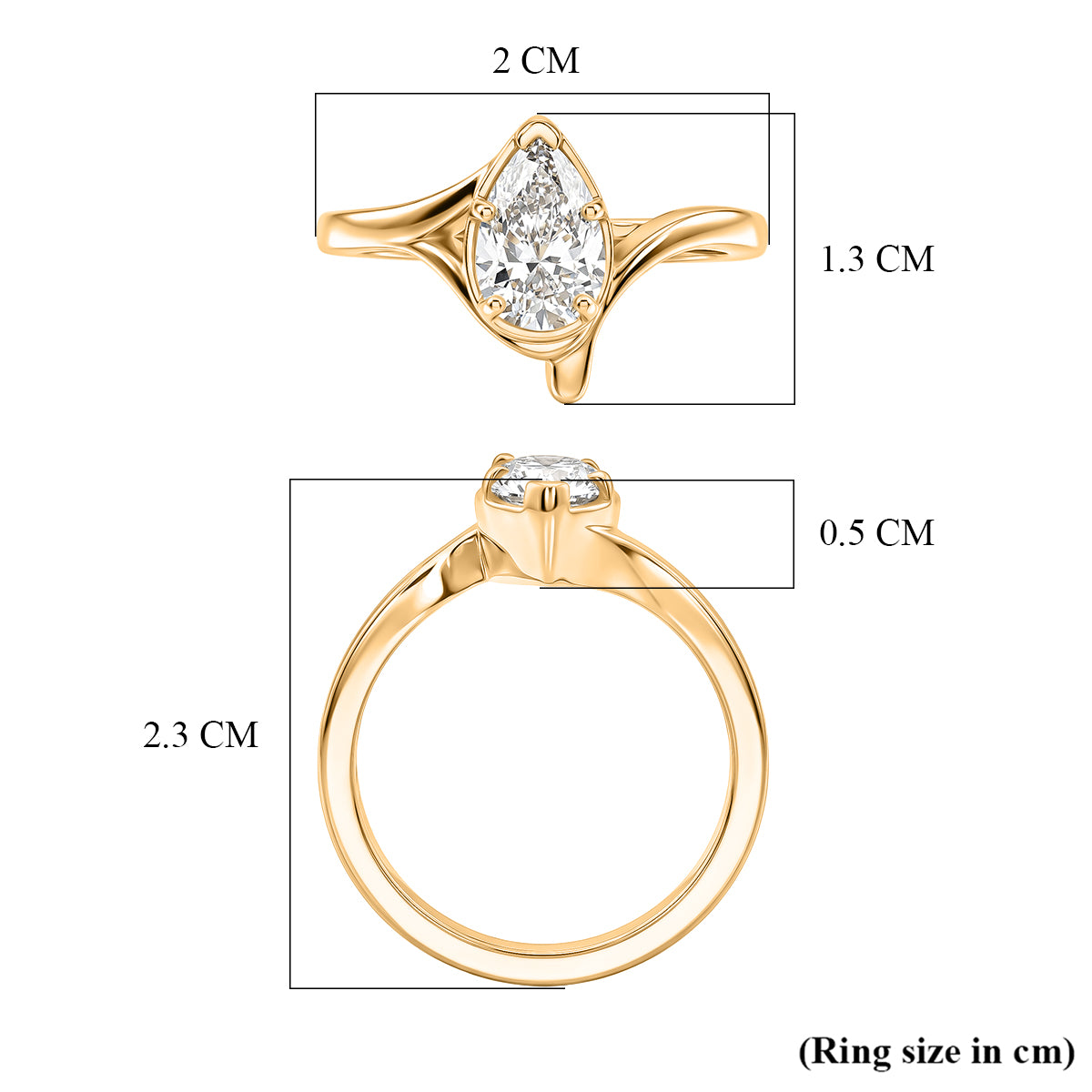 Lucy Q - SGL Certified Lab Grown Diamond (SI-G-H) Drop Solitaire Ring in 18K Vermeil Yellow Gold Plated Sterling Silver 1.00 Ct. 8600483 6