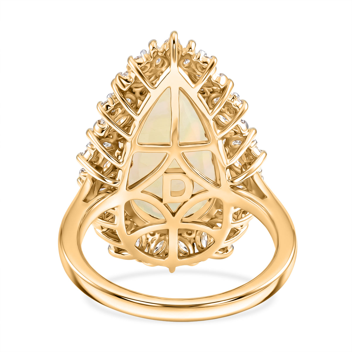 D'Joy - AAA Ethiopian Opal &amp; Moissanite Halo Ring in 18K Vermeil Yellow Gold Plated Sterling Silver 5.40 Ct. 8600484 5
