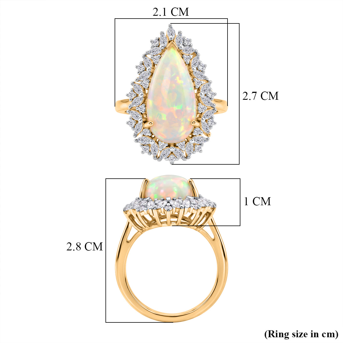 D'Joy - AAA Ethiopian Opal &amp; Moissanite Halo Ring in 18K Vermeil Yellow Gold Plated Sterling Silver 5.40 Ct. V32670864 6