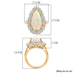 D'Joy - AAA Ethiopian Opal & Moissanite Halo Ring in 18K Vermeil Yellow Gold Plated Sterling Silver 5.40 Ct._8600487_5