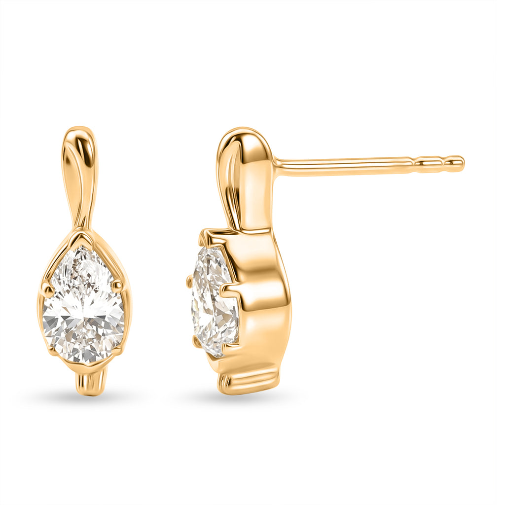 Lucy Q - SGL Certified Lab Grown Diamond (SI/G-H) Solitaire Stud Push Post Drop Earrings in 18K Gold Vermeil Sterling Silver 1.00 Ct._8600518