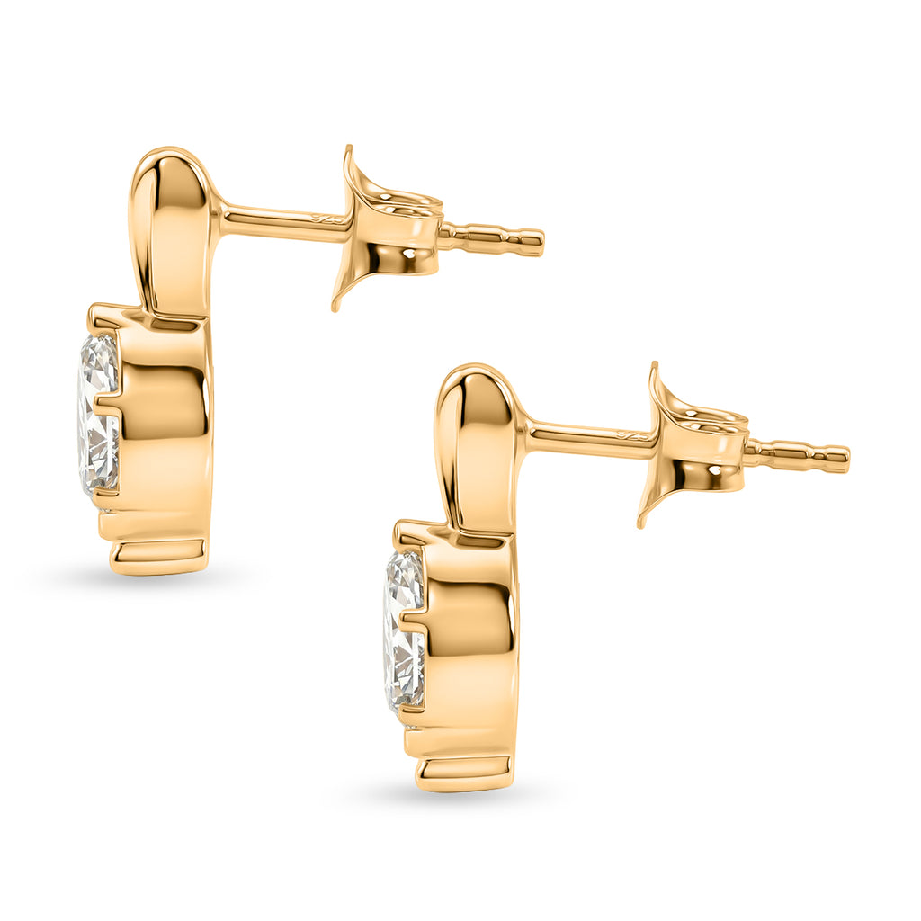 Lucy Q - SGL Certified Lab Grown Diamond (SI/G-H) Solitaire Stud Push Post Drop Earrings in 18K Gold Vermeil Sterling Silver 1.00 Ct._8600518_3
