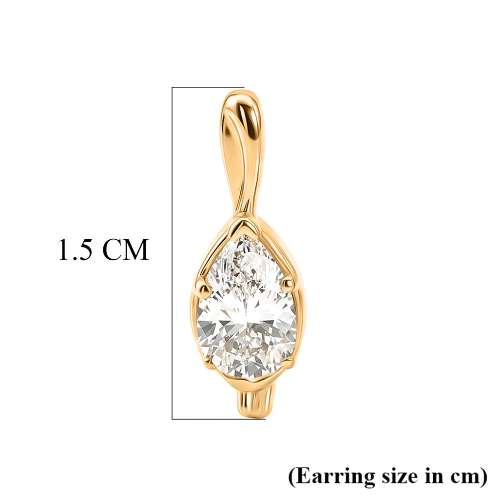 Lucy Q - SGL Certified Lab Grown Diamond (SI/G-H) Solitaire Stud Push Post Drop Earrings in 18K Gold Vermeil Sterling Silver 1.00 Ct._8600518_4