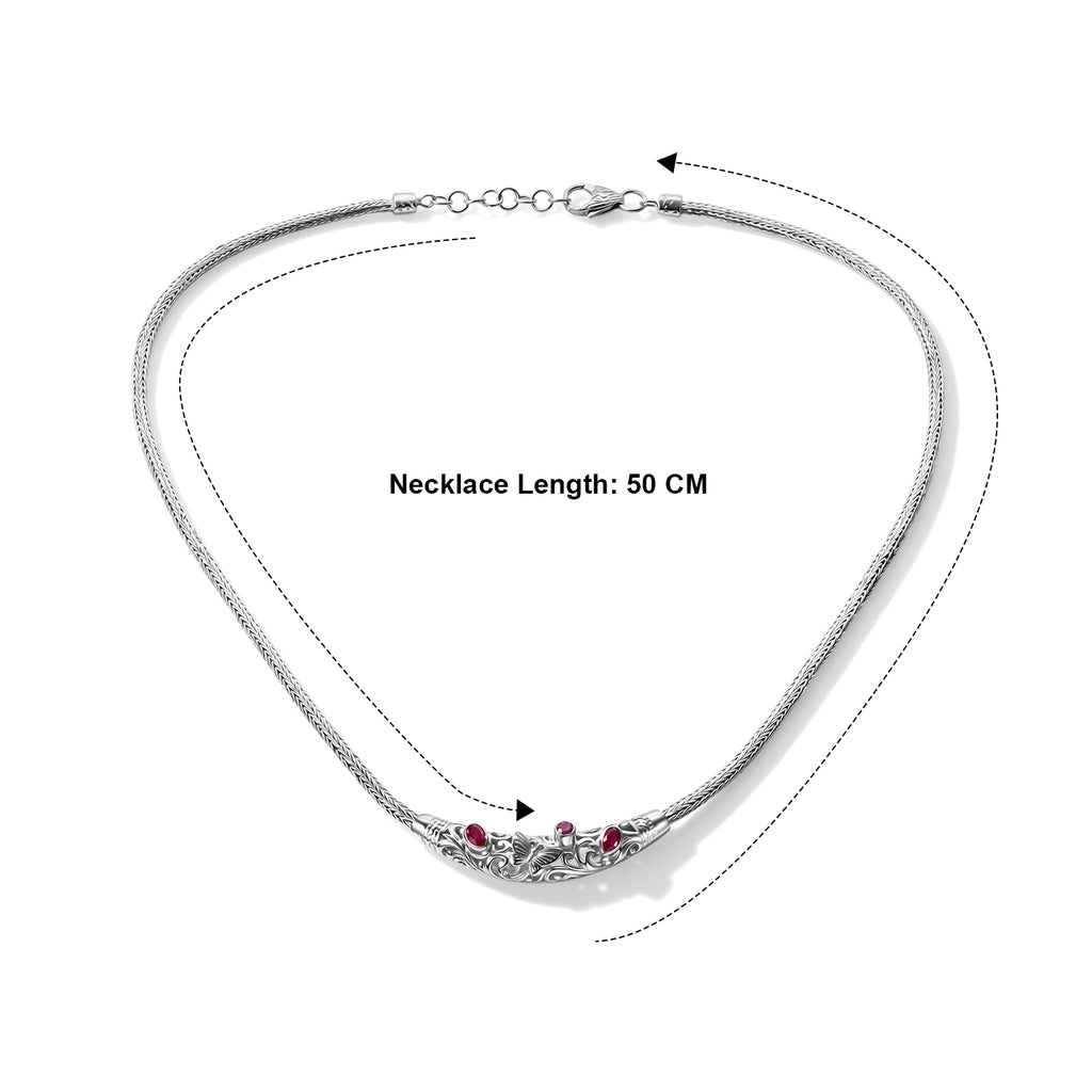 Royal Bali Collection - D'Joy Ruby Sterling Silver Necklace (Size - 20) with Clasp, Silver Wt. 21.16 Gms_8600531_6