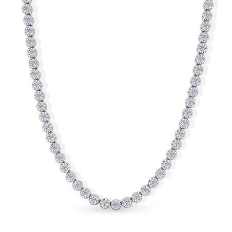 NYC CloseOut- Lab Grown Diamond (SI-G-H) Tennis Necklace (Size - 20) in Rhodium Overlay Sterling Silver 8.00 Ct, Silver Wt. 26.00 Gms 8600535 1