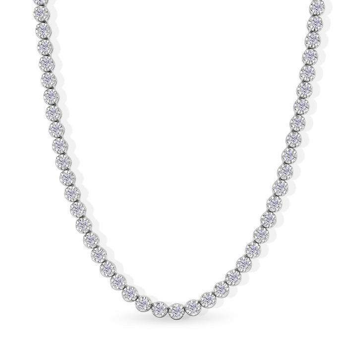 NYC CloseOut- Lab Grown Diamond (SI-G-H) Tennis Necklace (Size - 20) in Rhodium Overlay Sterling Silver 8.00 Ct, Silver Wt. 26.00 Gms 8600535 1