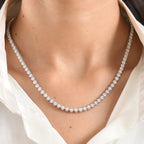 NYC CloseOut- Lab Grown Diamond (SI/G-H) Tennis Necklace (Size - 20) in Rhodium Overlay Sterling Silver 8.00 Ct, Silver Wt. 26.00 Gms_8600535_1