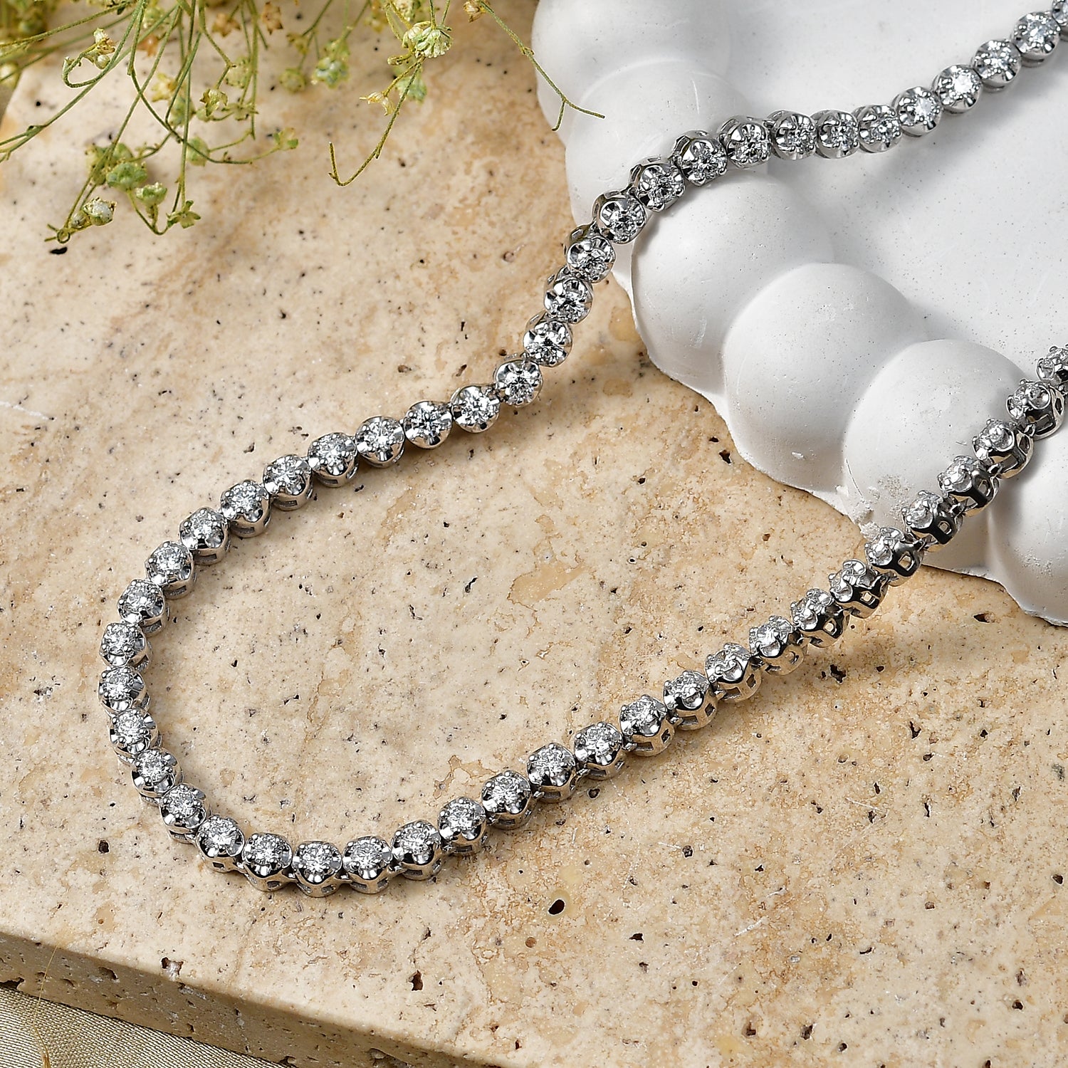 NYC CloseOut- Lab Grown Diamond (SI-G-H) Tennis Necklace (Size - 20) in Rhodium Overlay Sterling Silver 8.00 Ct, Silver Wt. 26.00 Gms 8600535 3
