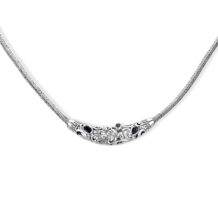 D'Joy Blue Sapphire Sterling Silver Butterfly Necklace (Size - 20) with Clasp, Silver Wt. 21.26 Gms 8600547 1