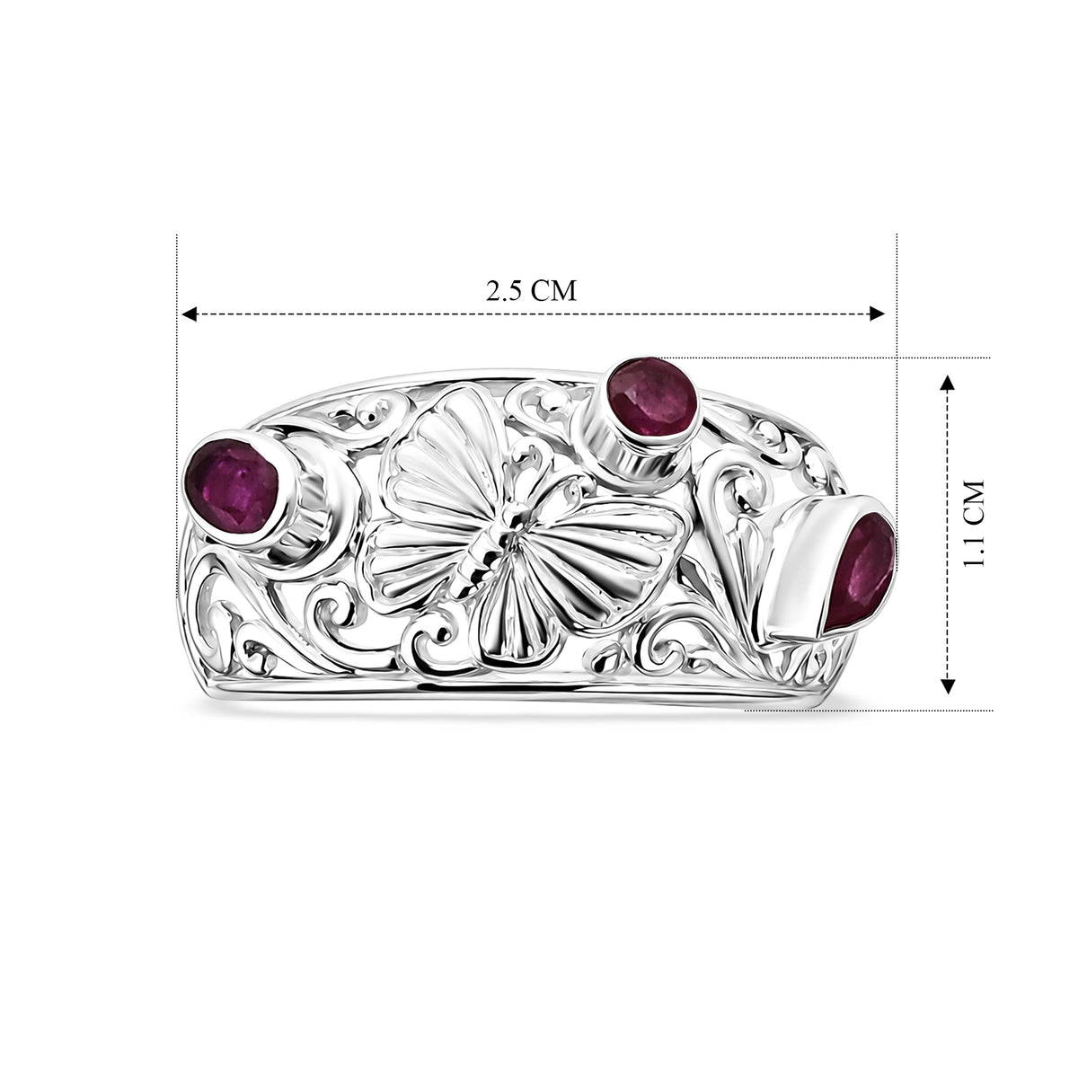 D'Joy Ruby Sterling Silver Butterfly Motif Band Ring V32516625 6
