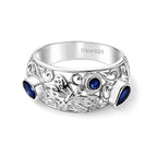 Royal Bali Collection - D'Joy Blue Sapphire Sterling Silver Butterfly Motif Band Ring_8600589