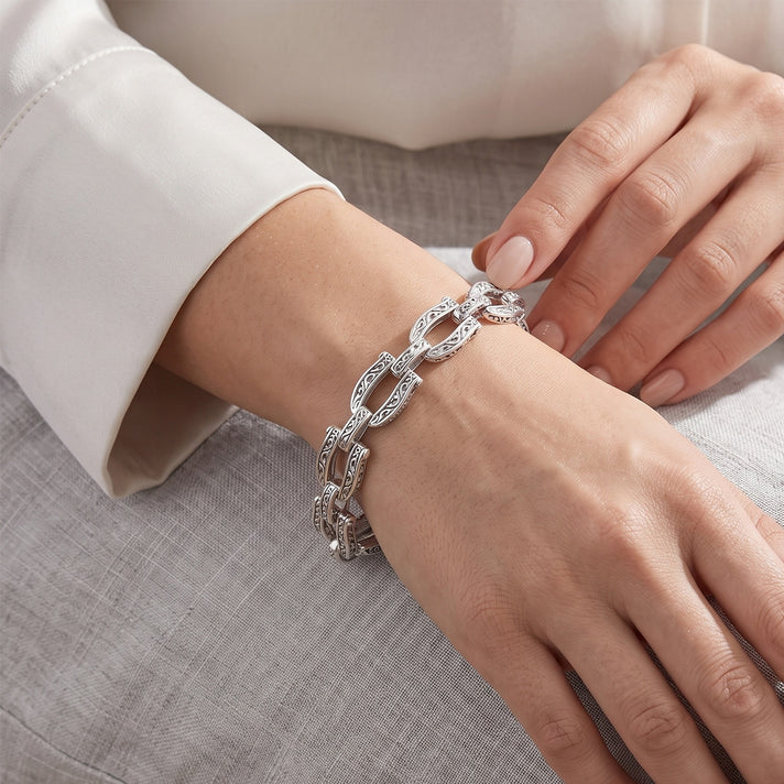 Royal Bali Collection - D'Joy Sterling Silver Filigree Ladam Bracelet (Size - 7-8) with T-Bar Clasp, Silver Wt. 20.80 Gms 8600597 2
