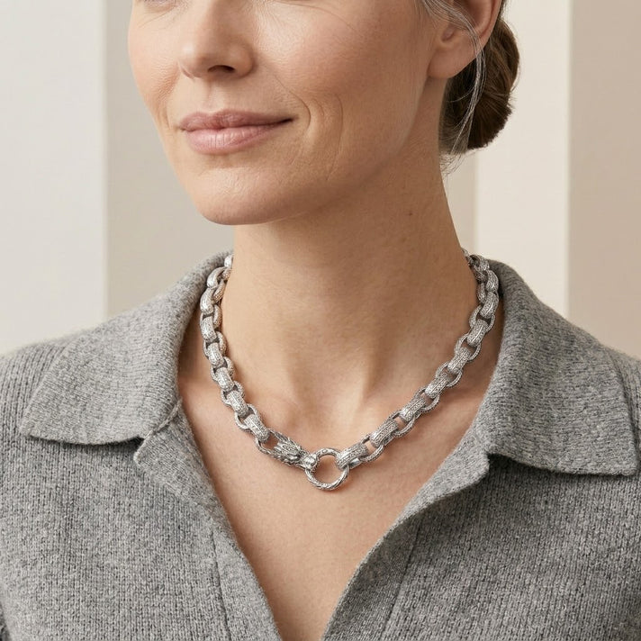 D'Joy Sterling Silver Tirta Naga Necklace (Size - 20) with Clasp, Silver Wt. 72.70 Gms 8600644 2