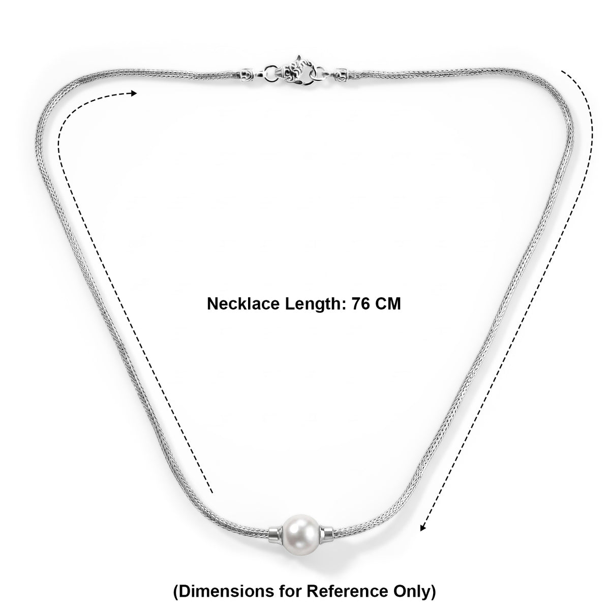 D'Joy White Edison Pearl (11-12mm) Sterling Silver Tulangnaga Necklace (Size - 20) with Clasp, Silver Wt. 13.00 Gms 8600645 5