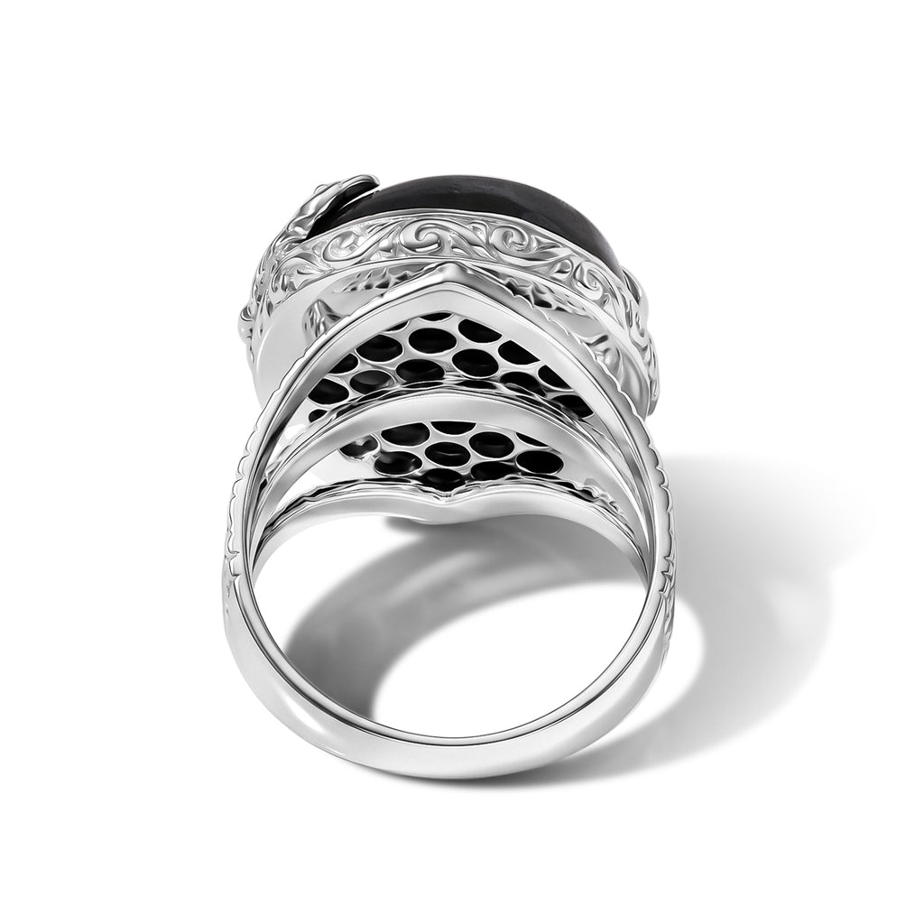 Royal Bali Collection - D'Joy Labradorite Sterling Silver Solitaire Fish Motif Ring 20.10 Ct._8600674_4