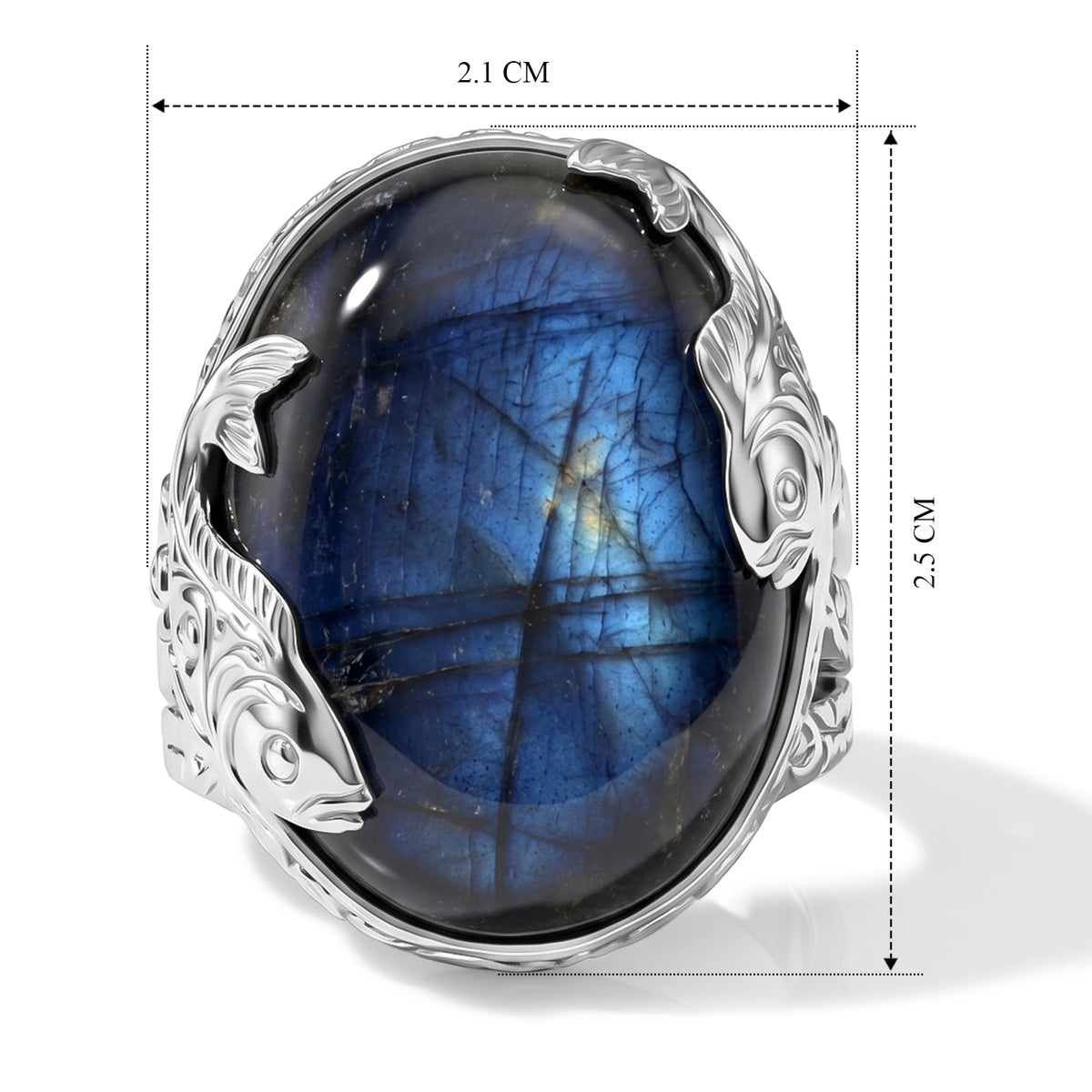 D'Joy Labradorite Sterling Silver Solitaire Fish Motif Ring 20.10 Ct. V32591060 6