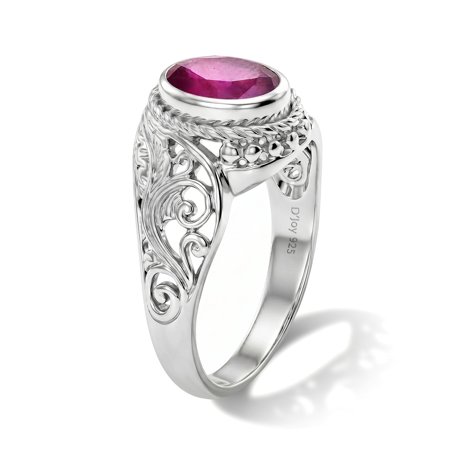 Royal Bali Collection - D'Joy Fissure Filled Ruby Sterling Silver Solitaire Ring 1.77 Ct. 8600691 4