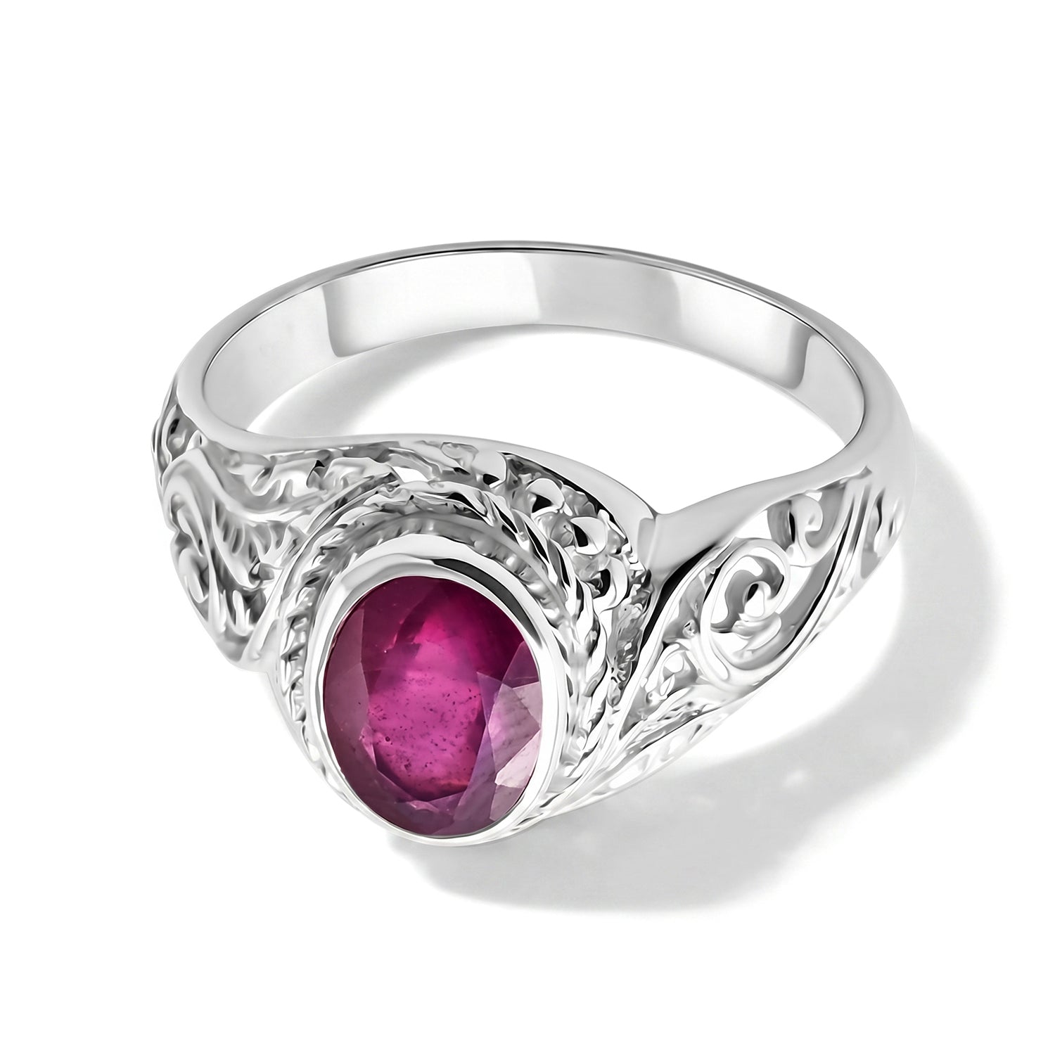 D'Joy Fissure Filled Ruby Sterling Silver Solitaire Ring 1.77 Ct. V32521156 0