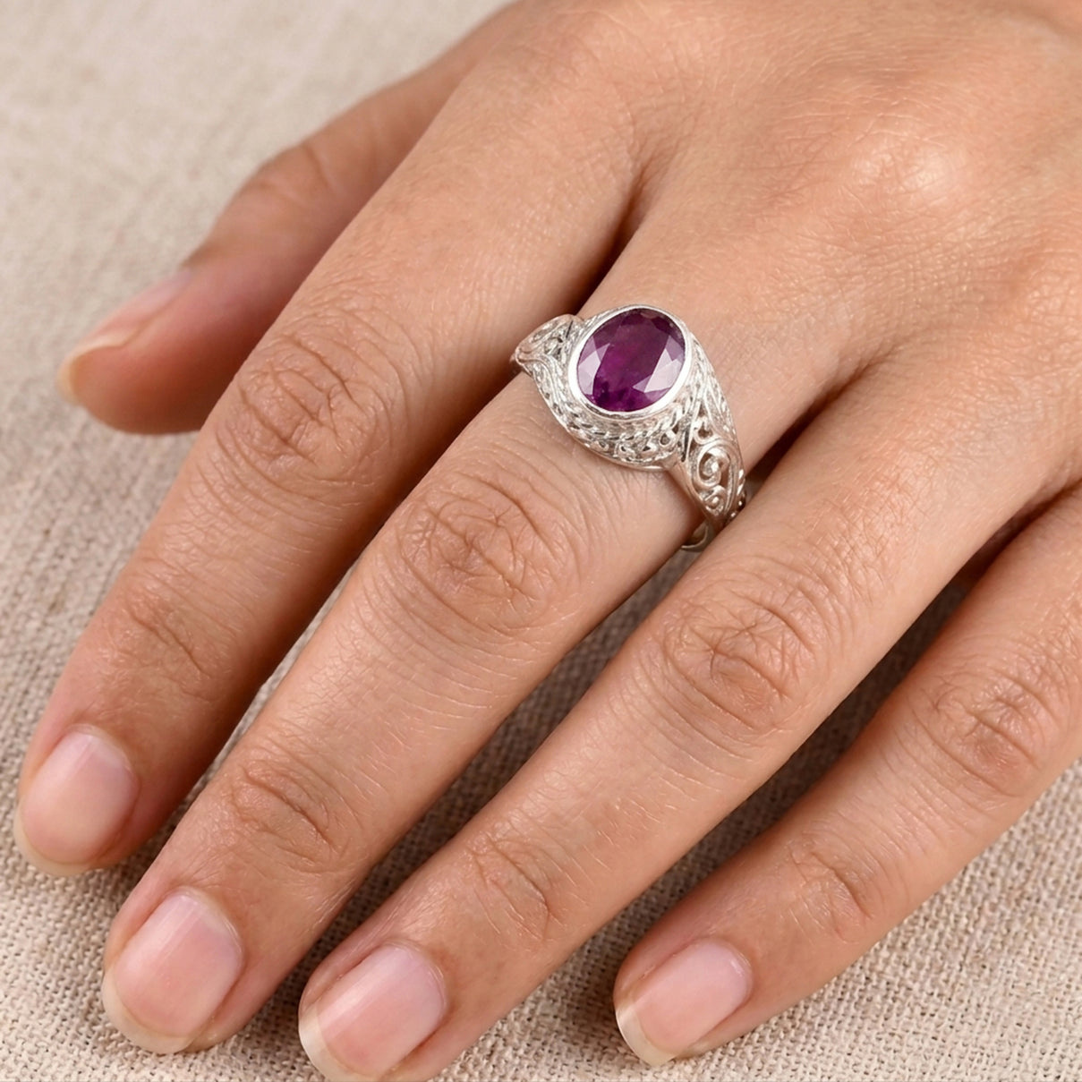 D'Joy Fissure Filled Ruby Sterling Silver Solitaire Ring 1.77 Ct. V32521156 2