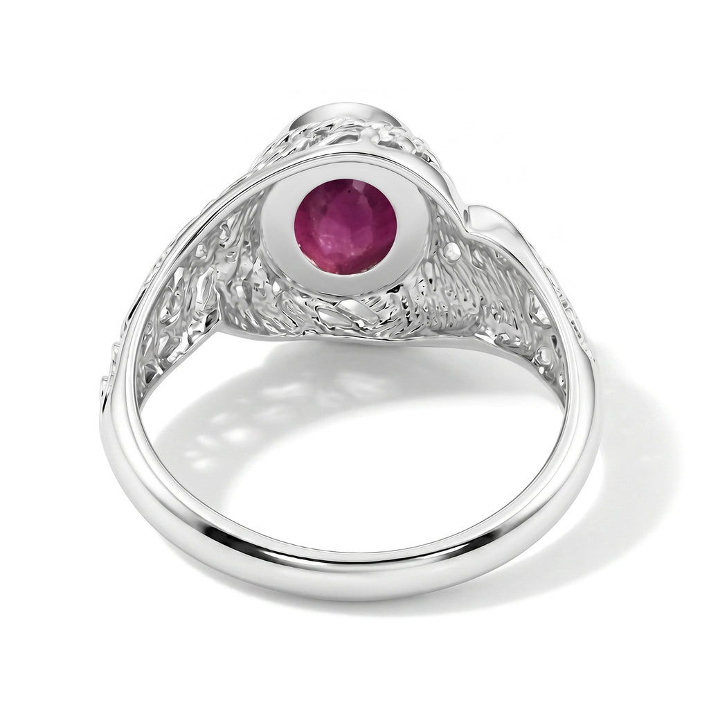 Royal Bali Collection - D'Joy Fissure Filled Ruby Sterling Silver Solitaire Ring 1.77 Ct._8600696_4