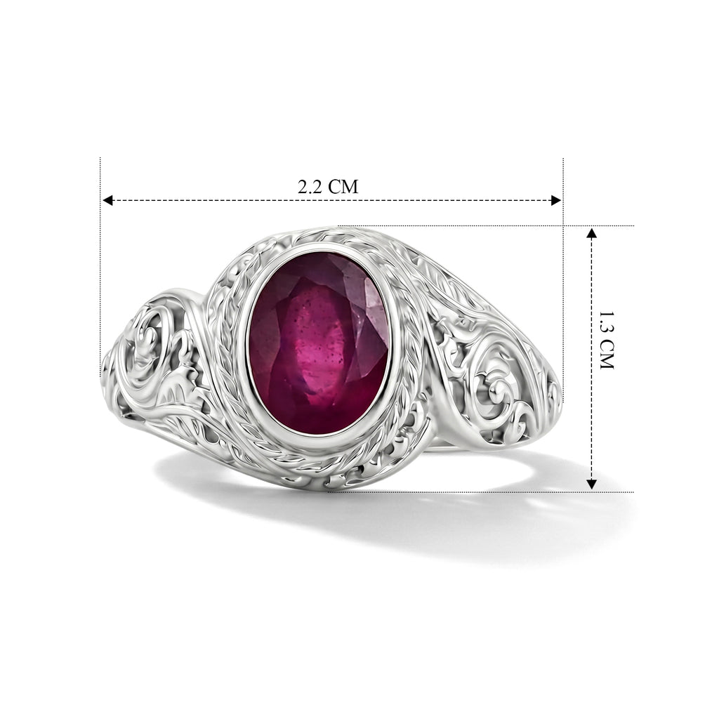 Royal Bali Collection - D'Joy Fissure Filled Ruby Sterling Silver Solitaire Ring 1.77 Ct._8600696_5