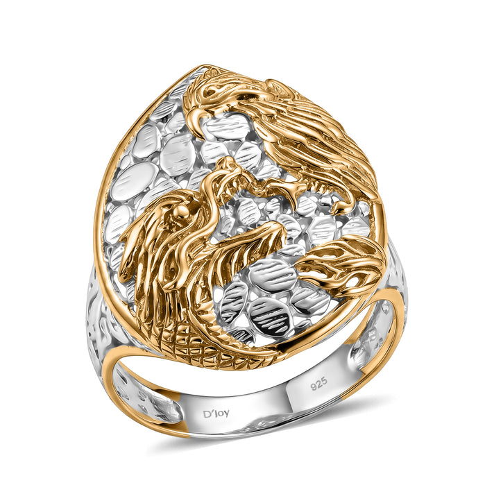 Royal Bali Collection - D'Joy Sterling Silver Dragon with Phoenix Ring in Yellow Plating 8600703 1