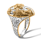 Royal Bali Collection - D'Joy Sterling Silver Dragon with Phoenix Ring in Yellow Plating_8600703_3
